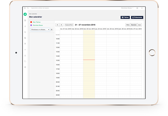 Vue des plannings privés, solution Numefy