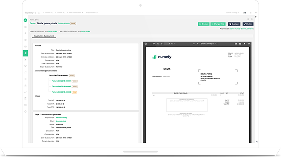 génération devis logiciel interface