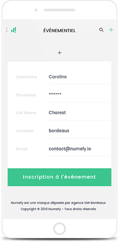 Interface numefy gestion evenementielle